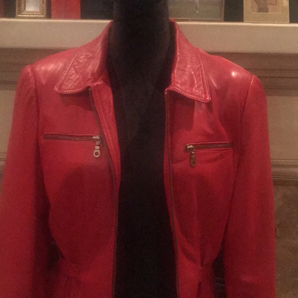 Red Lambskin Leather Jacket